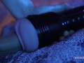 Guy sensually fucks his toy and cums