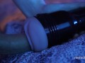 Guy sensually fucks his toy and cums