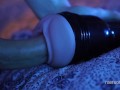 Guy sensually fucks his toy and cums