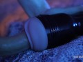 Guy sensually fucks his toy and cums
