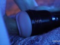 Guy sensually fucks his toy and cums