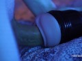 Guy sensually fucks his toy and cums