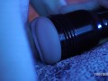 Guy sensually fucks his toy and cums