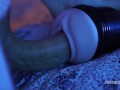 Guy sensually fucks his toy and cums