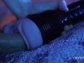 Guy sensually fucks his toy and cums