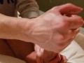 Hands too good.  Too much lube.  Handjob Pumps Precum.  Watch the penis burst after relube @ 8:30.
