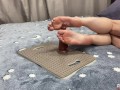 A student decided to play with a dildo after classes. Footjob with a dildo. Perfect feet. Footfetish