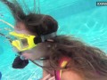 Cute teen Irina Poplavok swims naked underwater