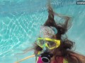 Cute teen Irina Poplavok swims naked underwater