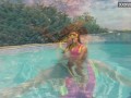 Cute teen Irina Poplavok swims naked underwater