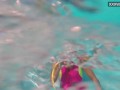 Cute teen Irina Poplavok swims naked underwater