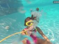 Cute teen Irina Poplavok swims naked underwater