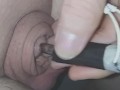 Inserting electro-sound into my huge flaccid cock.. moaning with pleasure