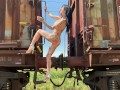 Naked in public on a old train