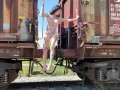 Naked in public on a old train