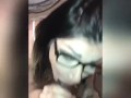 Sexy nerdy bbw gets vengeful beside white boyfriend with huge bbc (wipes his cum on bf)