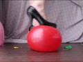 POP BALLOONS WITH FEET IN BLACK HIGH-HEELED SHOES FETISH SKINNY GIRL ASMR