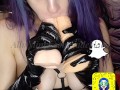 Goth slut sucks two cocks