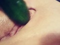 Teasing My Pussy with a Thick Cucumber And Squirting (Part 1)