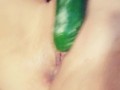 Teasing My Pussy with a Thick Cucumber And Squirting (Part 1)