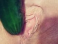 Teasing My Pussy with a Thick Cucumber And Squirting (Part 1)