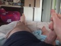 I cum again! Risky dribbling cumshot with the door open 