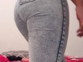 Thick Booty Latina in Sexy Lingerie Changing into Tight Jeans Caught on Camera