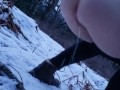 Snowy Piss At Dusk In The Woods Of Canada