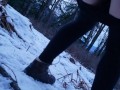 Snowy Piss At Dusk In The Woods Of Canada