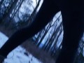 Snowy Piss At Dusk In The Woods Of Canada