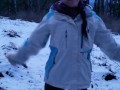 Snowy Piss At Dusk In The Woods Of Canada