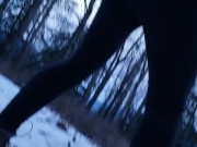 Snowy Piss At Dusk In The Woods Of Canada