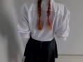 FUCK ME HARD IN MY LEATHER SKIRT AND WHITE SHIRT!!!