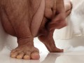 I pee in the bathroom and try to jerk off a dick.