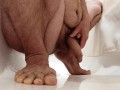 I pee in the bathroom and try to jerk off a dick.