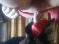 Laura On Heels model 2021 wearing a sexy red mask takes a cock in her mouth