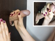 GLORY HOLE - Horny Girl Sucks Strangers Cock And Eats Their Cum