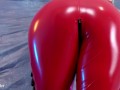 Hot PVC teasing, fetish beautiful video. Mistress Arya Grander in red vinyl clothing.