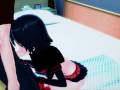 Ryuko Matoi giving blowjob and getting mouth fucked.