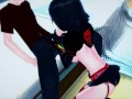 Ryuko Matoi giving blowjob and getting mouth fucked.