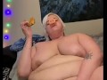 Busty Bbw Miss Piggy pigs out on donuts to tease you!