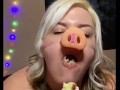 Busty Bbw Miss Piggy pigs out on donuts to tease you!