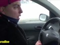 36 female sneezes in the snow whose several while driving a car