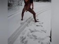 Naughty pee and naked in snow 