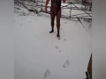 Naughty pee and naked in snow 