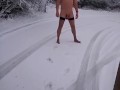 Naughty pee and naked in snow 