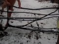 Naughty pee and naked in snow 