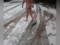 Naughty pee and naked in snow 