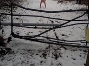 Naughty pee and naked in snow 
