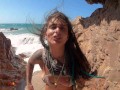 Horny Girl want his dick in a Public Beach and Take a Big Facial
